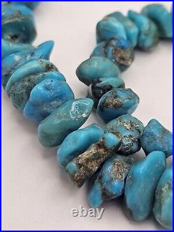 Vintage Native American Blue Turquoise Nugget Bead Choker Necklace 15