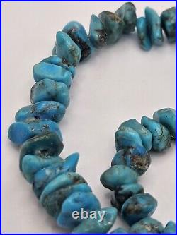 Vintage Native American Blue Turquoise Nugget Bead Choker Necklace 15