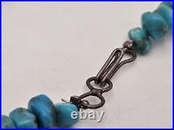 Vintage Native American Blue Turquoise Nugget Bead Choker Necklace 15