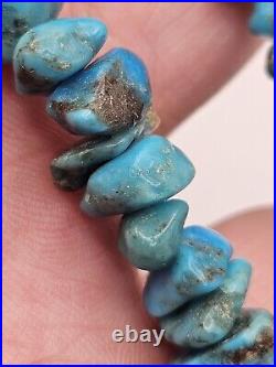 Vintage Native American Blue Turquoise Nugget Bead Choker Necklace 15