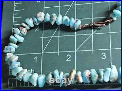 Vintage Native American Blue Turquoise Nugget Bead Choker Necklace 15