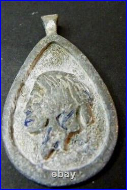 Vintage Native American Carved Indian Cheif Head Handmade Pendant