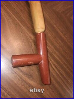 Vintage Native American Catlinite Stone Pipe With Stem & Fringed Leather Bag