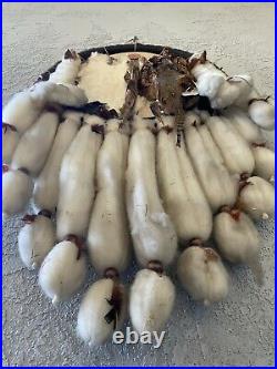 Vintage Native American DREAM CATCHER Rabbit Wool Pheasant Feathers Beads 48