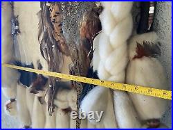 Vintage Native American DREAM CATCHER Rabbit Wool Pheasant Feathers Beads 48