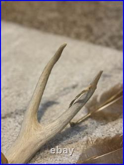 Vintage Native American Elk Antler Medicine Ceremonial Dance Stick Feathers