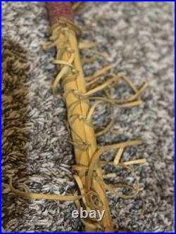 Vintage Native American Elk Antler Medicine Ceremonial Dance Stick Feathers