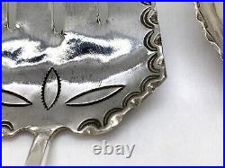 Vintage Native American Handmade 2 Piece Silver Salad Set Artist signed