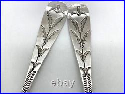 Vintage Native American Handmade 2 Piece Silver Salad Set Artist signed