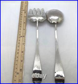 Vintage Native American Handmade 2 Piece Silver Salad Set Artist signed