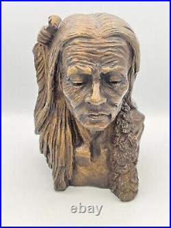 Vintage Native American Hollow Bronze Bust