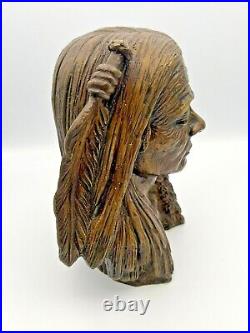Vintage Native American Hollow Bronze Bust
