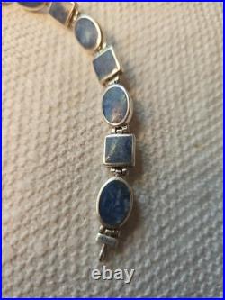 Vintage Native American Indian 9.25 Sterling Silver Bracelet Blue Stones 7 1/4