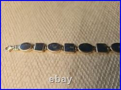 Vintage Native American Indian 9.25 Sterling Silver Bracelet Blue Stones 7 1/4