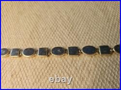 Vintage Native American Indian 9.25 Sterling Silver Bracelet Blue Stones 7 1/4