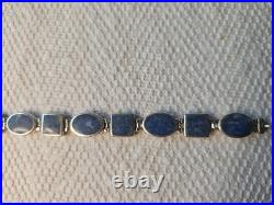 Vintage Native American Indian 9.25 Sterling Silver Bracelet Blue Stones 7 1/4