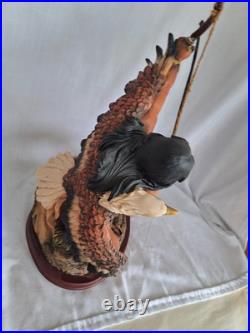 Vintage Native American Indian Bow Hunter Warrior Sculpture 18.5 Tall Resin