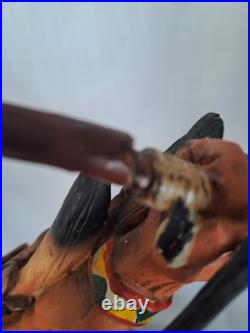 Vintage Native American Indian Bow Hunter Warrior Sculpture 18.5 Tall Resin