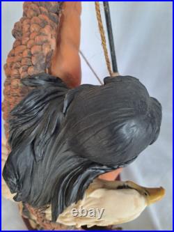 Vintage Native American Indian Bow Hunter Warrior Sculpture 18.5 Tall Resin