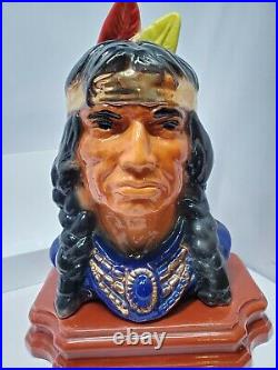 Vintage Native American Indian Chief Bust Statue Italian Ceramic 12 8 glazed