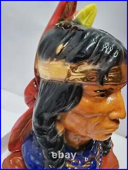 Vintage Native American Indian Chief Bust Statue Italian Ceramic 12 8 glazed
