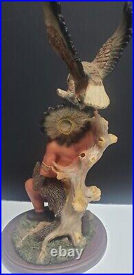 Vintage Native American Indian Chief Figurine with Eagle Statue