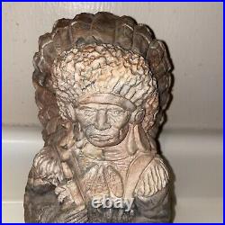 Vintage Native American Indian Chief Statue Swirl Layered Clay Resin 9.5 lbs
