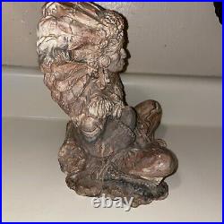 Vintage Native American Indian Chief Statue Swirl Layered Clay Resin 9.5 lbs