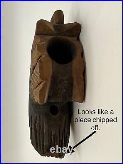 Vintage Native American Indian Chief's Head Hand Carved Wood Pipe Souvenir