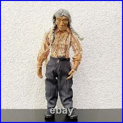 Vintage Native American Indian Old Man Realistic Rubber Face Hands 13.5 Doll