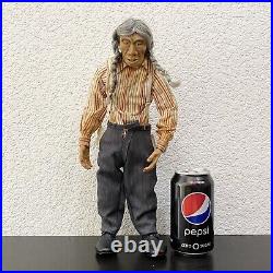 Vintage Native American Indian Old Man Realistic Rubber Face Hands 13.5 Doll