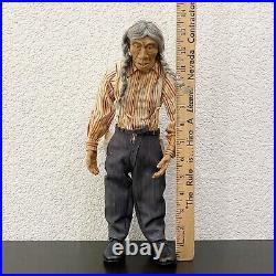 Vintage Native American Indian Old Man Realistic Rubber Face Hands 13.5 Doll