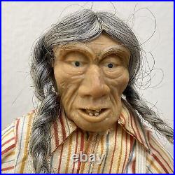 Vintage Native American Indian Old Man Realistic Rubber Face Hands 13.5 Doll