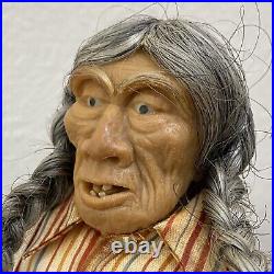 Vintage Native American Indian Old Man Realistic Rubber Face Hands 13.5 Doll