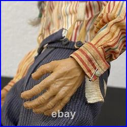 Vintage Native American Indian Old Man Realistic Rubber Face Hands 13.5 Doll