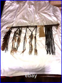 Vintage Native American Indian Peace Pipe Antler Leather & Bead Wrapped 29 Inch