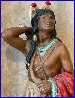 Vintage Native American Indian Statue 14 3/8in. Tall x 6in. At base