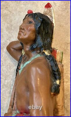 Vintage Native American Indian Statue 14 3/8in. Tall x 6in. At base