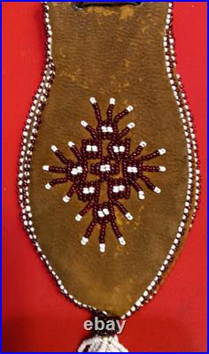 Vintage Native American Indian Style Bead Suede Pouch /Medicine Bag