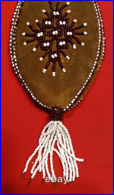Vintage Native American Indian Style Bead Suede Pouch /Medicine Bag