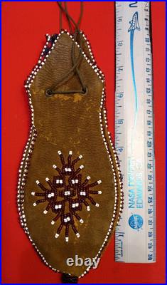 Vintage Native American Indian Style Bead Suede Pouch /Medicine Bag