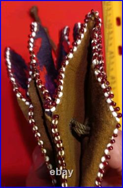 Vintage Native American Indian Style Bead Suede Pouch /Medicine Bag