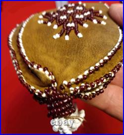 Vintage Native American Indian Style Bead Suede Pouch /Medicine Bag