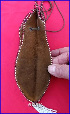 Vintage Native American Indian Style Bead Suede Pouch /Medicine Bag