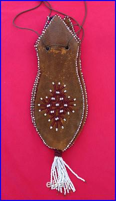 Vintage Native American Indian Style Bead Suede Pouch /Medicine Bag