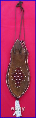 Vintage Native American Indian Style Bead Suede Pouch /Medicine Bag