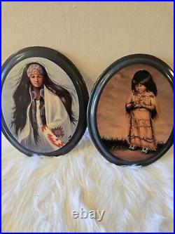 Vintage Native American Indian girls Wall Art Wood Hanging Plaques