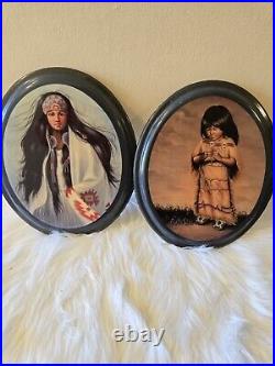 Vintage Native American Indian girls Wall Art Wood Hanging Plaques