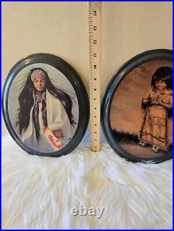 Vintage Native American Indian girls Wall Art Wood Hanging Plaques