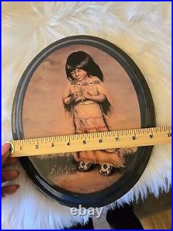 Vintage Native American Indian girls Wall Art Wood Hanging Plaques